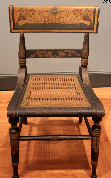 American painted poplar side chair (1825-35) at Brooklyn Museum. Brooklyn, NY.