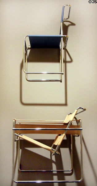 Chromium-plated tubular chairs (1926-8) by Marcel Breuer at Brooklyn Museum. Brooklyn, NY.