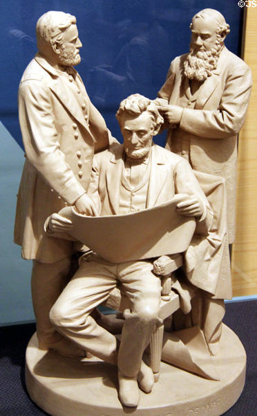 Council of War plaster sculpture (1868) showing Lincoln, Grant & Stanton by John Rogers at Brooklyn Museum. Brooklyn, NY.