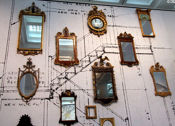 Collection of early American & English mirrors (18-19th C) at Brooklyn Museum. Brooklyn, NY.
