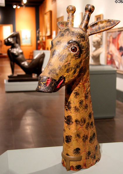 Sculpted wooden giraffe head (1850-1900) at Brooklyn Museum. Brooklyn, NY.
