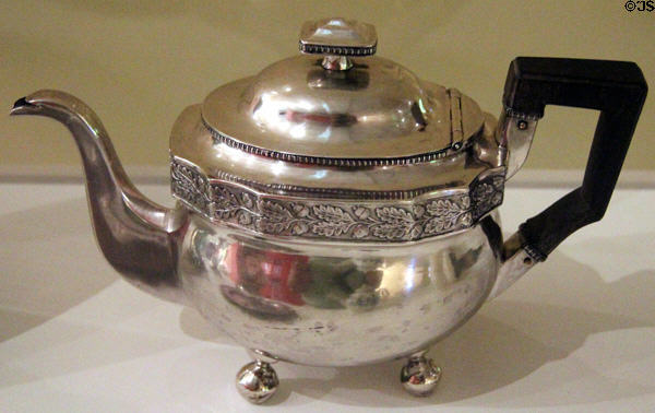 Silver teapot (c1820) from New York at Brooklyn Museum. Brooklyn, NY.