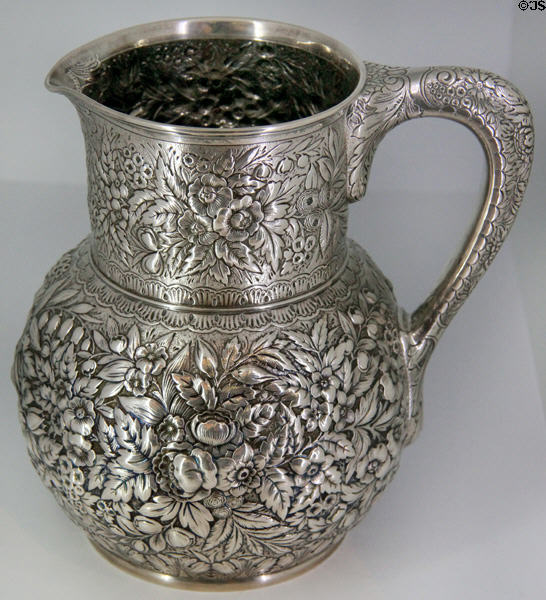 Silver pitcher (c1879) by Tiffany & Co. of New York, NY at Brooklyn Museum. Brooklyn, NY.