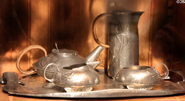 Pewter "Tudric" tea & coffee service (c1903) by Archibald Knox for Liberty & Co. of London at Brooklyn Museum. Brooklyn, NY.