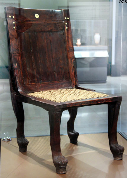 Egyptian wood & ivory chair (c1400-1292 BCE / Dynasty 18) at Brooklyn Museum. Brooklyn, NY.