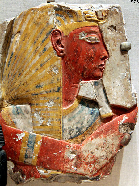 Egyptian relief of Ramesses II (c1279-1213 BCE / Dynasty 19) probably from Abydos at Brooklyn Museum. Brooklyn, NY.