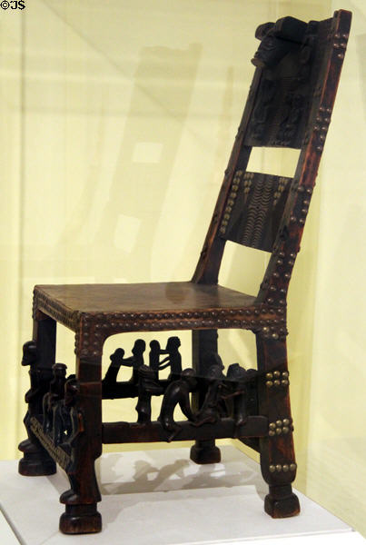 Chief's chair (19th C) from Angola at Brooklyn Museum. Brooklyn, NY.