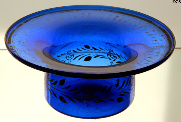 Glass wide-rimmed bowl (19thC) from Iran at Brooklyn Museum. Brooklyn, NY.
