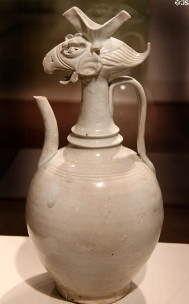 Stoneware ewer with Phoenix Head (10th C / Tang or Song dynasty) from China at Brooklyn Museum. Brooklyn, NY.