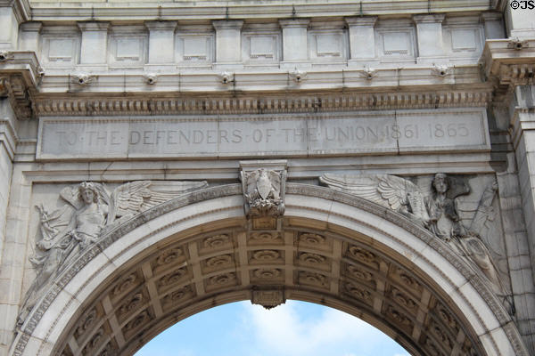 Arch detail of Soldiers' & Sailors' Arch in Grand Army Plaza. Brooklyn, NY.