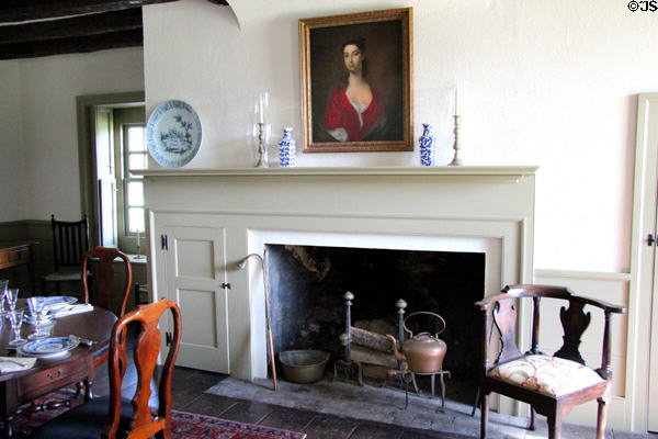 Dining room fireplace at Conference House. Staten Island, NY.