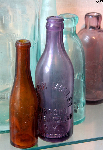 Collection of siphon bottles (c1870-1914) at Historic Richmond Town Museum. Staten Island, NY.