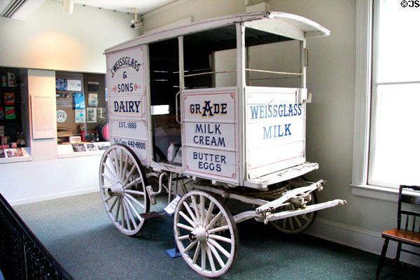 Horse-drawn dairy wagon at Historic Richmond Town Museum. Staten Island, NY.