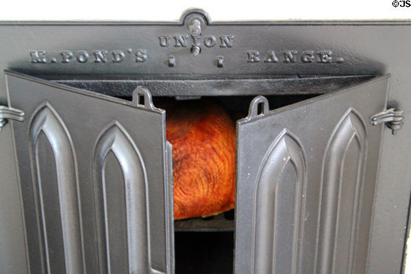 Moses Pond Union Range of Boston trademark on cast iron cook Gothic oven at Lindenwald. Kinderhook, NY.