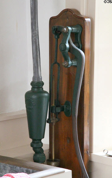 Hand-operated water pump in kitchen at Lindenwald. Kinderhook, NY.