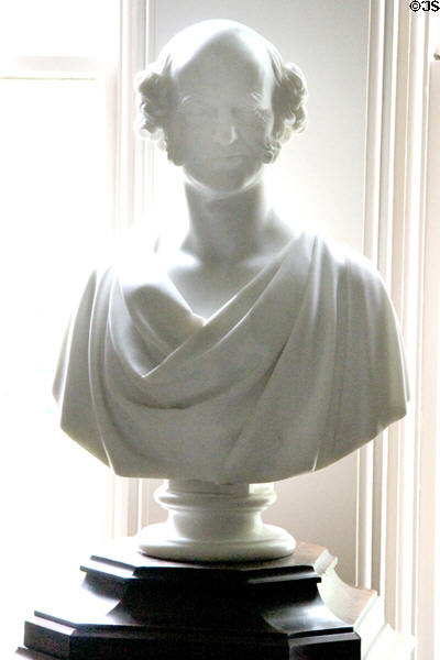 Marble bust of Martin Van Buren (1863) by Hiram Powers (after his 1836-40 original) in library at Lindenwald. Kinderhook, NY.