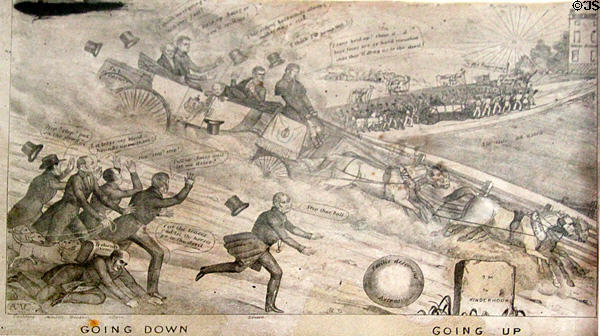 Going Down - Going Up political cartoon (1830-50) at Lindenwald. Kinderhook, NY.