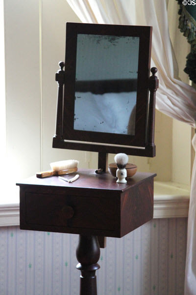 Shaving stand (1830-40) in Martin Van Buren's bedroom at Lindenwald. Kinderhook, NY.