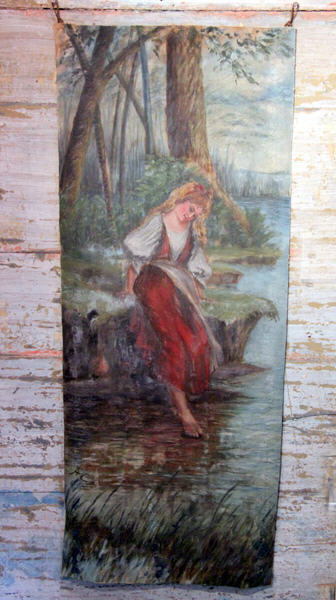 Painting of young girl at stream by Annie Cooper Boyd at Boyd House museum. Sag Harbor, NY.