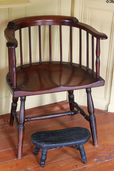 Windsor-style captain's chair & foot stool at Custom House Museum. Sag Harbor, NY.