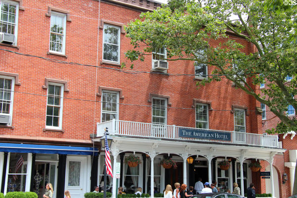 American Hotel (1846) (45 Main St.) with porch added when building was converted to hotel (1877). Sag Harbor, NY.
