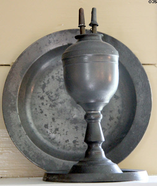 Pewter whale oil lamp at Home Sweet Home Museum. East Hampton, NY.