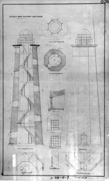 Diagram of at Montauk Lighthouse prior to 1860 alterations at Montauk Lighthouse museum. Montauk, NY.