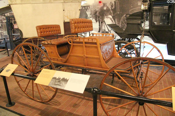 Trap (c1890) by Troy Carriage Works of Troy, NY (traps defined by removable/reversible rear seat) at carriage collection of Long Island Museum. Stony Brook, NY.