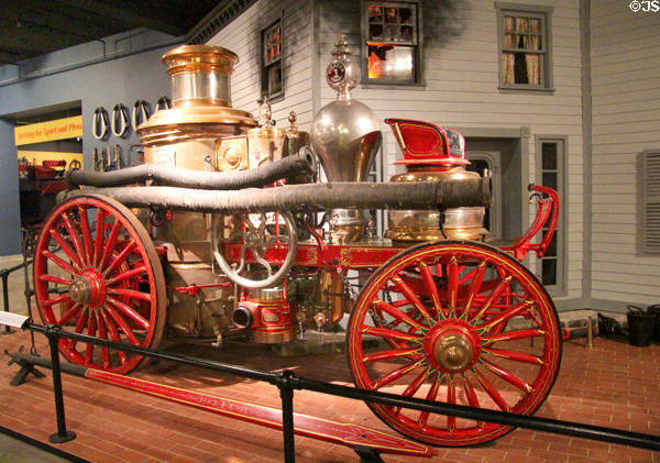 Firefighting steam pumper (1874) by Amoskeac Manu. Co. of Manchester, NH at carriage collection of Long Island Museum. Stony Brook, NY.