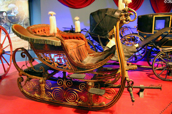 Bavarian sleigh (c1870) used by Prince Adalbert at carriage collection of Long Island Museum. Stony Brook, NY.