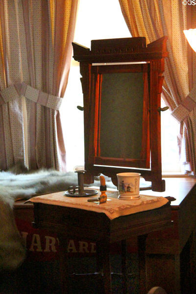 Shaving stand & mirror in Ted Jr's bedroom at Roosevelt's House Sagamore Hill NHS. Cove Neck, NY.