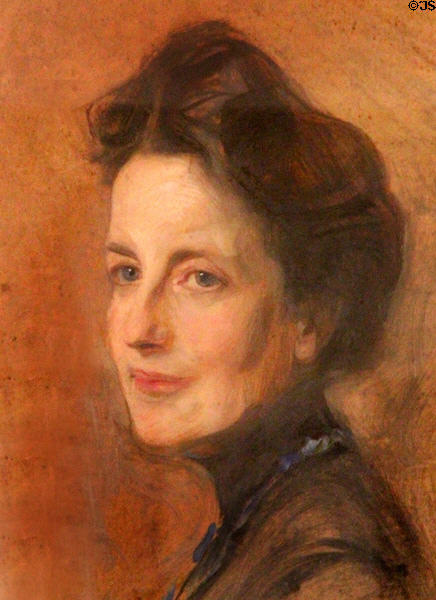 Detail of original portrait of Edith Roosevelt (c1910) by Philip de Lazlo at Roosevelt's House Sagamore Hill NHS. Cove Neck, NY.