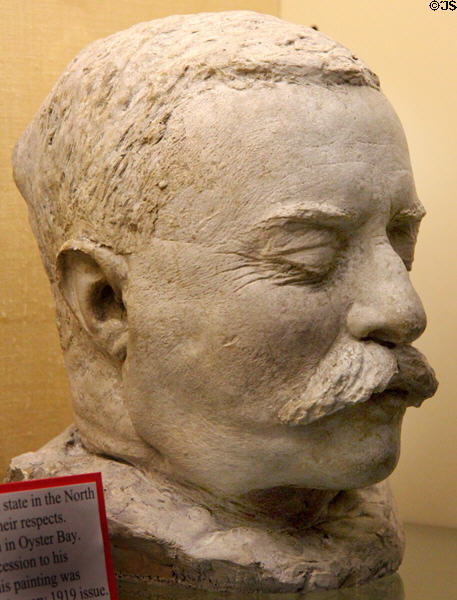 Theodore Roosevelt death mask (1919) by James E. Fraser at Old Orchard Museum at Sagamore Hill NHS. Cove Neck, NY.