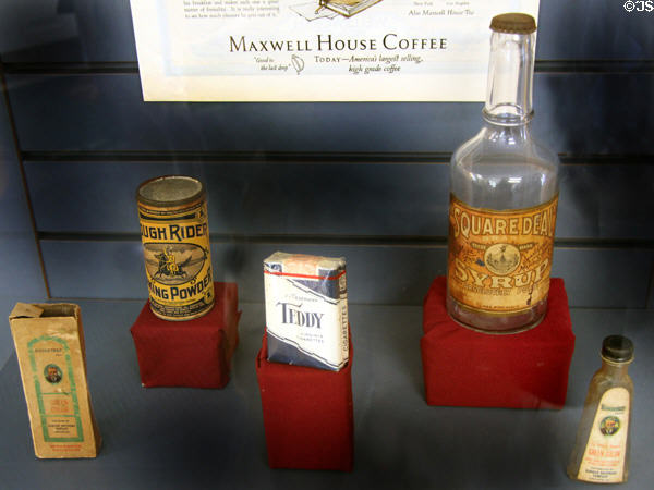 Commercial products which adopted Roosevelt as symbol at Sagamore Hill NHS. Cove Neck, NY.