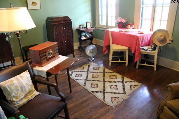 Servant's break room with table radio & phonograph at Vanderbilt Mansion. Centerport, NY.
