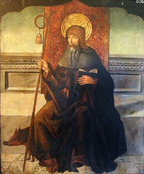 St Anthony Abbot with pig painting at Vanderbilt Mansion. Centerport, NY.