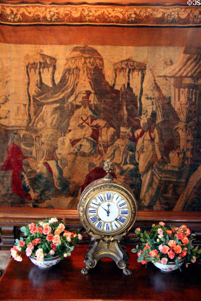 Tapestry & clock in organ room at Vanderbilt Mansion. Centerport, NY.