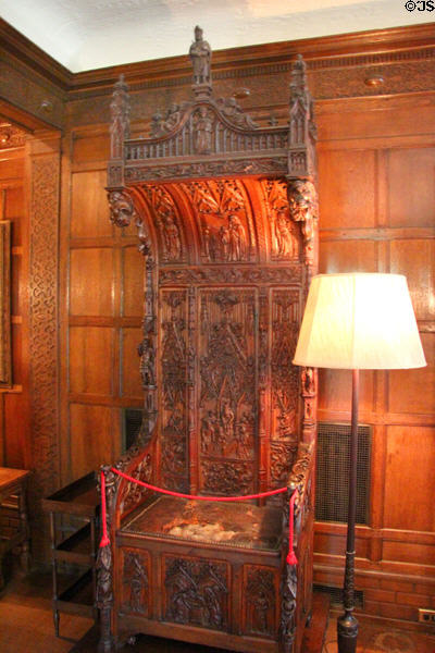 Bishop's chair in organ room at Vanderbilt Mansion. Centerport, NY.