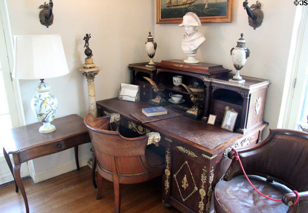 Replica of Napoleonic desk with bust of Napoleon in Mr. Vanderbilt's bedroom at Vanderbilt Mansion. Centerport, NY.