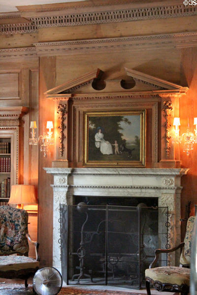 Library fireplace at Vanderbilt Mansion. Centerport, NY.