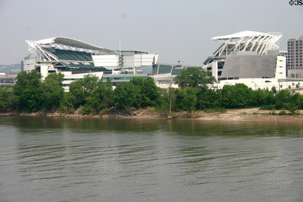 Paul Brown Stadium overlooking Ohio River. Cincinnati, OH.