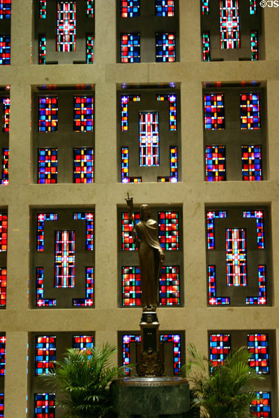 Stained glass depicting crosses & chains in St. Peter-In-Chains Cathedral. Cincinnati, OH.