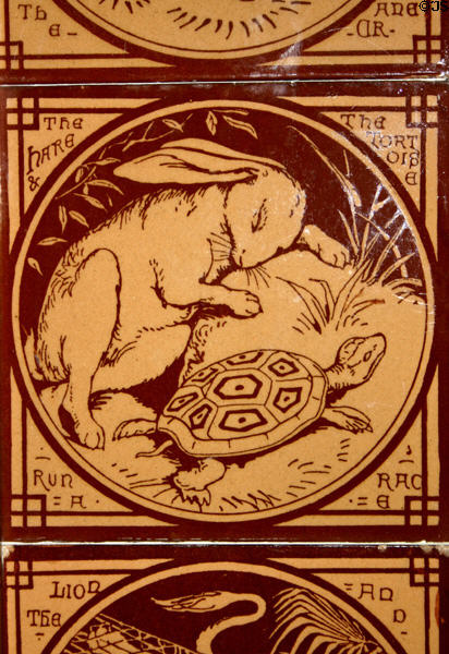 William Howard Taft house fireplace tile showing race of tortoise & hare. Cincinnati, OH.