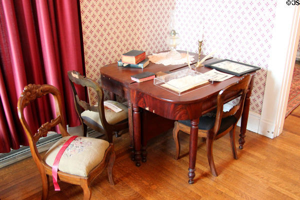 Table with objects related to Lyman Beecher at Stowe House. Cincinnati, OH.