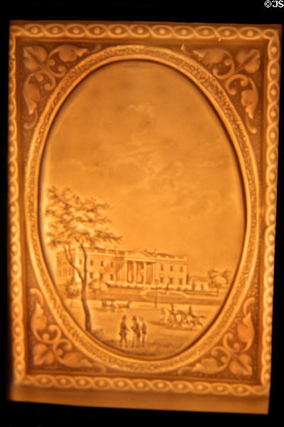 Gas lamp lithophane image of the White House at Taft House NHS. Cincinnati, OH.
