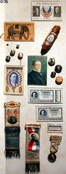 William Howard Taft campaign buttons & items (1908) at Taft House NHS. Cincinnati, OH.