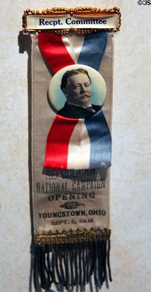 W.H. Taft campaign ribbon (1908) at Taft House NHS. Cincinnati, OH.