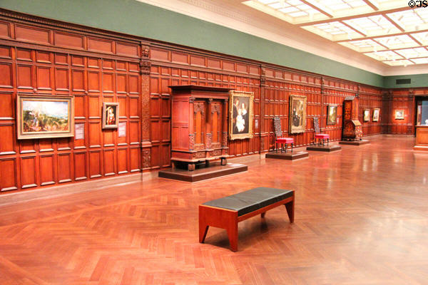 Wood paneled gallery at Cincinnati Art Museum. Cincinnati, OH.