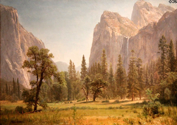 Bridal Veil Falls, Yosemite Valley painting (c1871-3) by Albert Bierstadt at Cincinnati Art Museum. Cincinnati, OH.