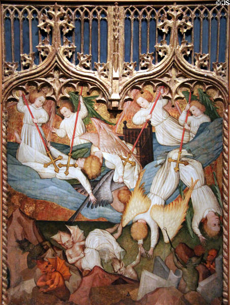 Fall of the Angels tempera panel (c1440) by Nicolás Francés of Spain at Cincinnati Art Museum. Cincinnati, OH.